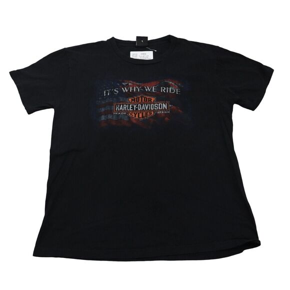 Harley Davidson Shirt Mens L Black It's Why We Ride Short Sleeve Tee Auburn MA - Picture 1 of 14